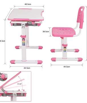 Ergonomisch Kinderbureau met Verstelbare Stoel, Lade en Leesstandaard