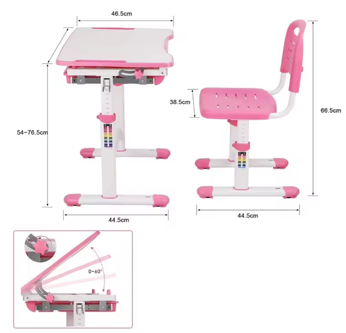 Ergonomisch Kinderbureau met Verstelbare Stoel, Lade en Leesstandaard