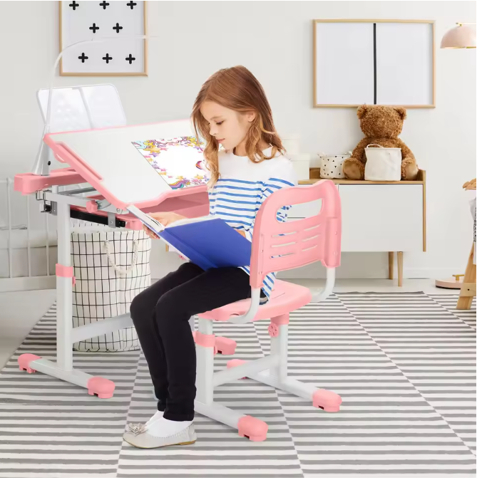 Verstelbare Kinderstudeertafel met Stoel – Kantelbaar en Ergonomisch