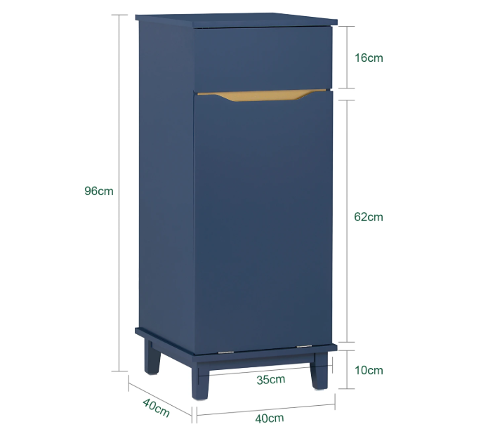 Waskast met Uitklapbare Waszak en Lade – Smalle Wasmandkast