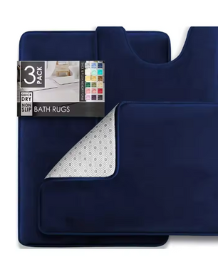Set van 3 Ultrazachte Badkamermatten – Fluweel Traagschuim Antislip, Machinewasbaar en Sneldrogend