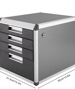 4-Laags Desktop Bestandsorganizer – Afsluitbare Documentenkast voor Kantoor en Thuis