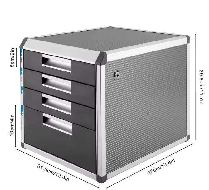 4-Laags Desktop Bestandsorganizer – Afsluitbare Documentenkast voor Kantoor en Thuis