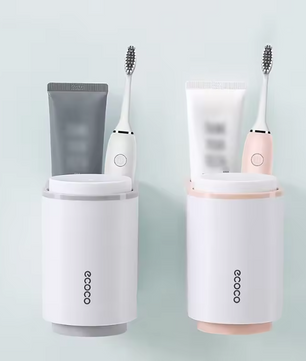 Wandgemonteerde Tandenborstelhouder met Beker en Opbergrek – Magnetisch en Multifunctioneel