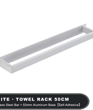 Zwarte Handdoekhouder Zonder Boren – Zelfklevend RVS Handdoekrek voor Badkamer en Keuken