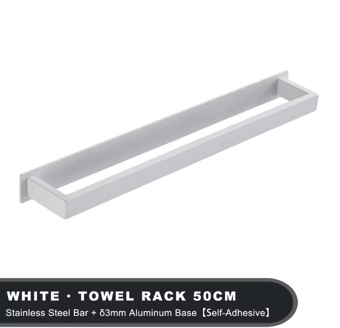 Zwarte Handdoekhouder Zonder Boren – Zelfklevend RVS Handdoekrek voor Badkamer en Keuken