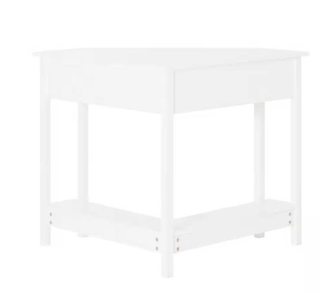 Witte Hoektafel met Lade en Plank – Compact Bureau voor Thuis en Kantoor
