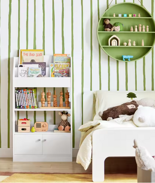 Kinderboekenkast met 2 Open Planken en 2 Deuren – Praktisch Opbergrek voor Boeken en Speelgoed