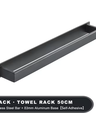 Zwarte Handdoekhouder Zonder Boren – Zelfklevend RVS Handdoekrek voor Badkamer en Keuken