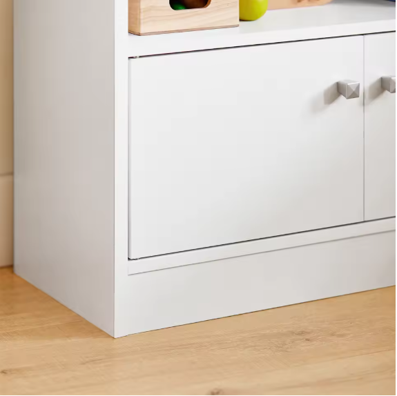 Kinderboekenkast met 2 Open Planken en 2 Deuren – Praktisch Opbergrek voor Boeken en Speelgoed