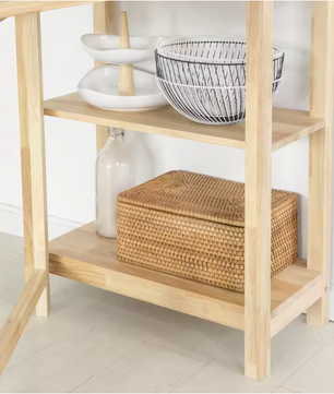 Opvouwbare Eettafel van Rubberhout met Plank – Multifunctionele Houten Klaptafel