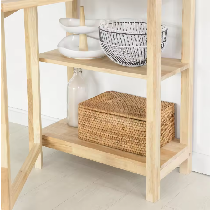 Opvouwbare Eettafel van Rubberhout met Plank – Multifunctionele Houten Klaptafel