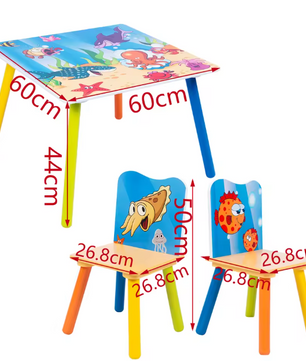 Houten Kindertafel met 2 Stoelen – Knutsel- en Studeer­set voor Kleuters