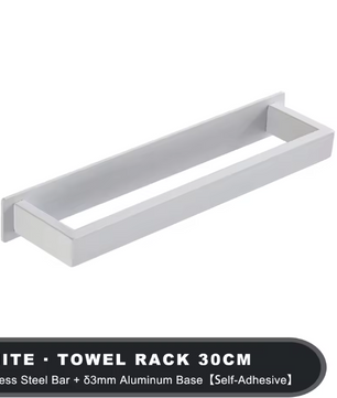 Zwarte Handdoekhouder Zonder Boren – Zelfklevend RVS Handdoekrek voor Badkamer en Keuken