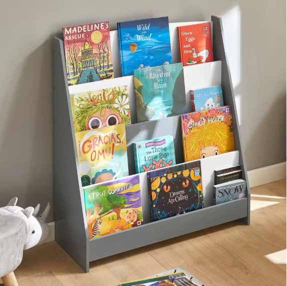 Kinderboekenkast met 4 Opbergvakken – Boeken- en Tijdschriftenrek voor Kinderen