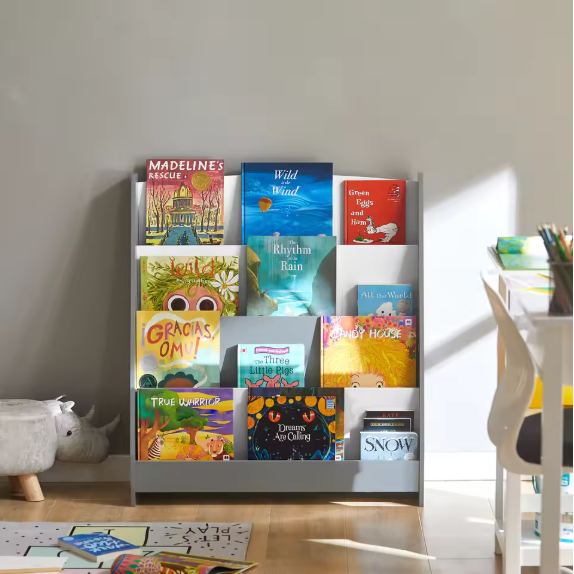 Kinderboekenkast met 4 Opbergvakken – Boeken- en Tijdschriftenrek voor Kinderen