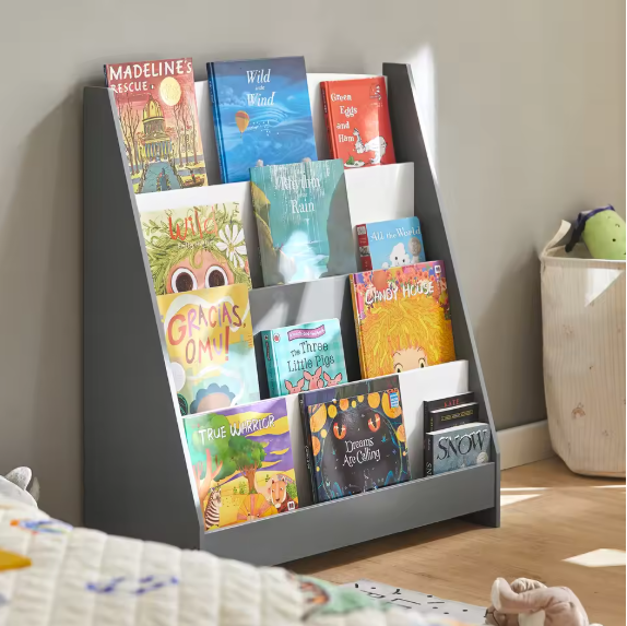 Kinderboekenkast met 4 Opbergvakken – Boeken- en Tijdschriftenrek voor Kinderen