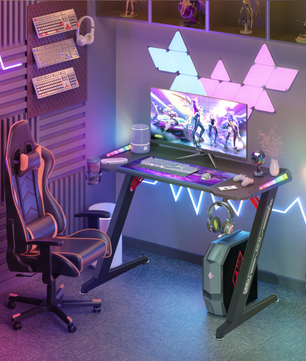 Extra Groot Gaming Bureau 140 cm met RGB LED – Stevig PC Bureau
