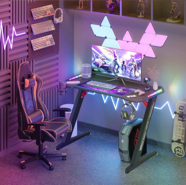 Extra Groot Gaming Bureau 140 cm met RGB LED – Stevig PC Bureau