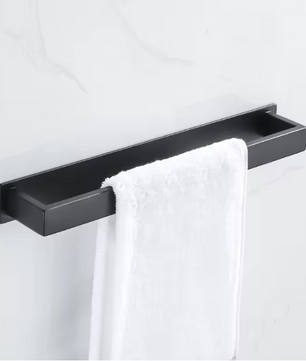 Zwarte Handdoekhouder Zonder Boren – Zelfklevend RVS Handdoekrek voor Badkamer en Keuken