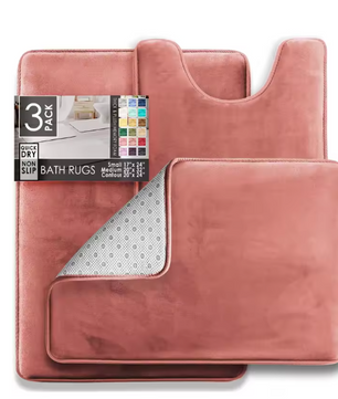 Set van 3 Ultrazachte Badkamermatten – Fluweel Traagschuim Antislip, Machinewasbaar en Sneldrogend
