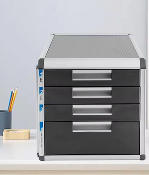 4-Laags Desktop Bestandsorganizer – Afsluitbare Documentenkast voor Kantoor en Thuis