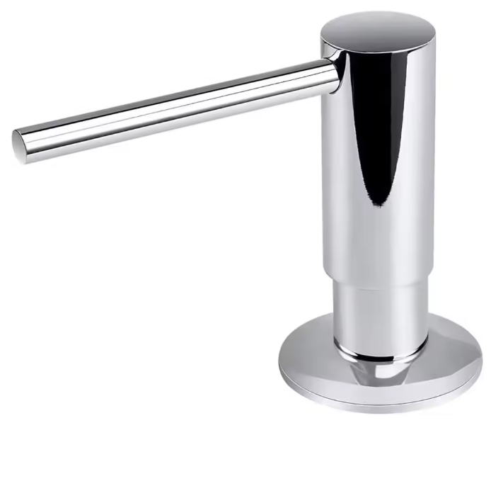 Zwarte Zeepdispenser met Messing Pompkop – Ingebouwde Dispenser voor Keuken en Badkamer