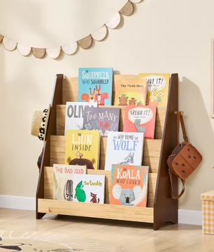 Kinderboekenkast met 4 Opbergvakken – Boeken- en Tijdschriftenrek voor Kinderen