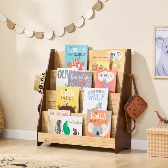 Kinderboekenkast met 4 Opbergvakken – Boeken- en Tijdschriftenrek voor Kinderen