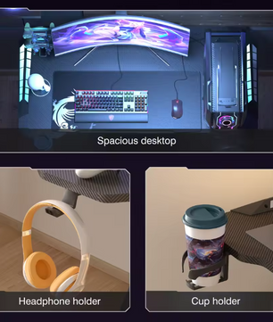 Extra Groot Gaming Bureau 140 cm met RGB LED – Stevig PC Bureau