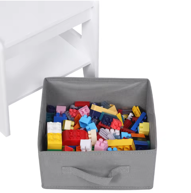 Wit Kinderbureau met 2 Stoelen – Omkeerbaar Tafelblad en Opbergruimte