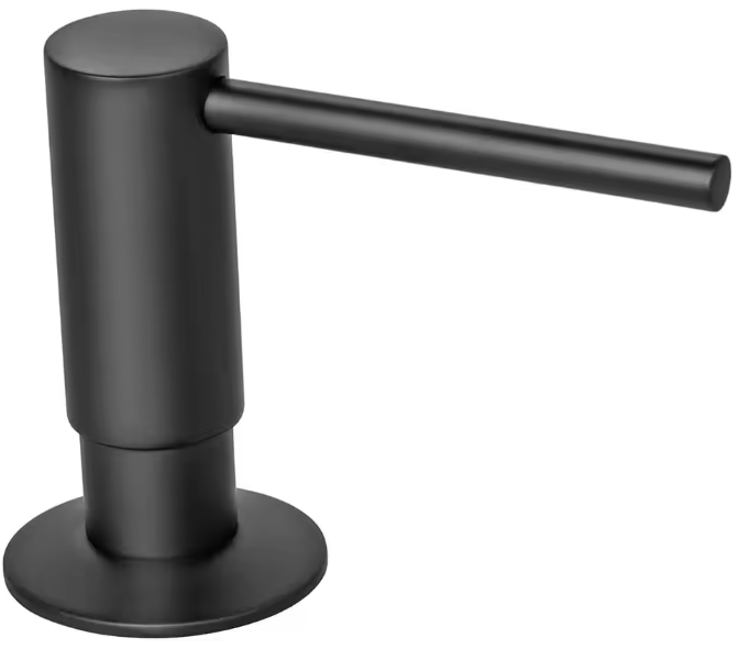 Zwarte Zeepdispenser met Messing Pompkop – Ingebouwde Dispenser voor Keuken en Badkamer