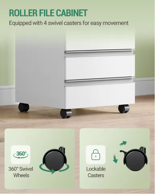 Mobiele Archiefkast met 5 Laden en Slot – Compacte Kantooropslag