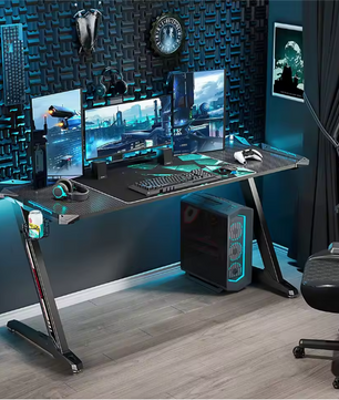 Extra Groot Gaming Bureau 140 cm met RGB LED – Stevig PC Bureau