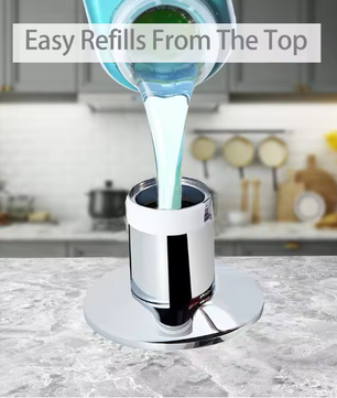 Zwarte Zeepdispenser met Messing Pompkop – Ingebouwde Dispenser voor Keuken en Badkamer