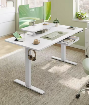 Elektrisch In Hoogte Verstelbaar Bureau met Monitorstandaard en Lade