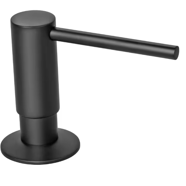 Zwarte Zeepdispenser met Messing Pompkop – Ingebouwde Dispenser voor Keuken en Badkamer