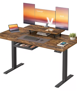 Elektrisch In Hoogte Verstelbaar Bureau met Monitorstandaard en Lade