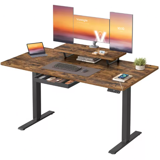 Elektrisch In Hoogte Verstelbaar Bureau met Monitorstandaard en Lade