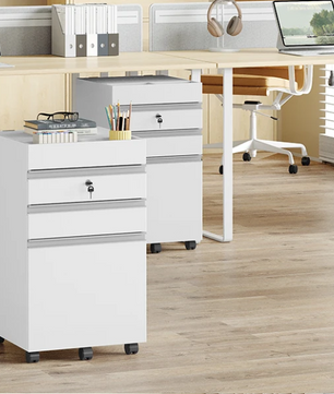 Mobiele Archiefkast met 3 Laden en Slot – Compacte Kantooropslag