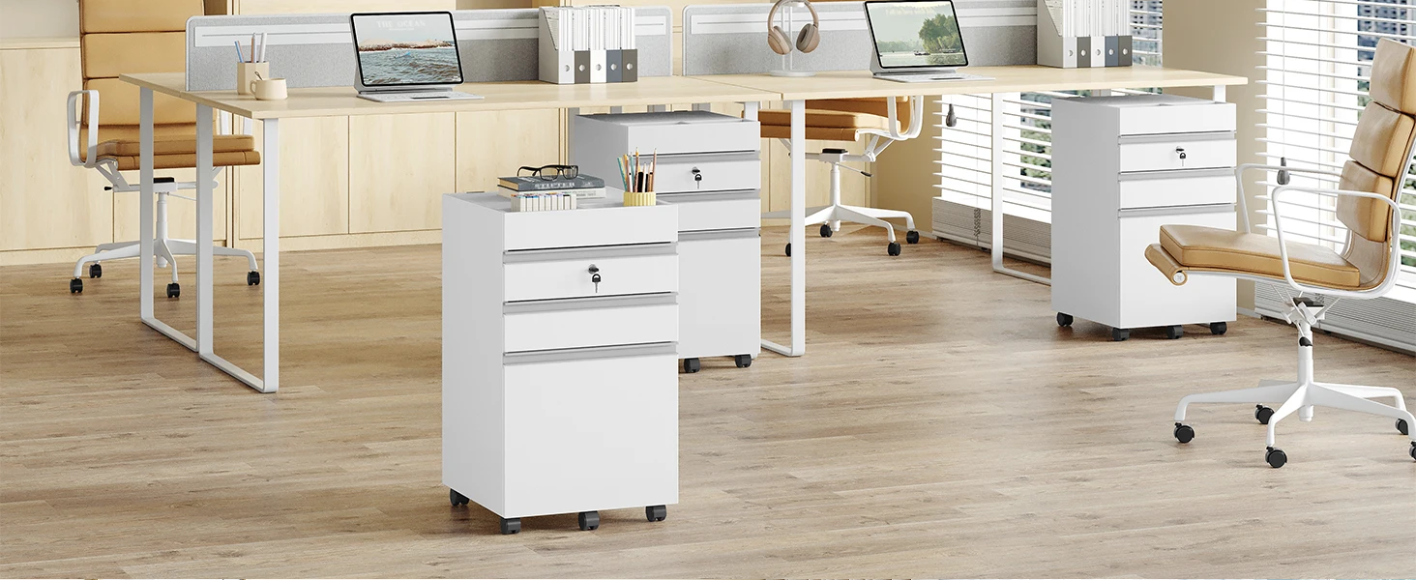 Mobiele Archiefkast met 3 Laden en Slot – Compacte Kantooropslag