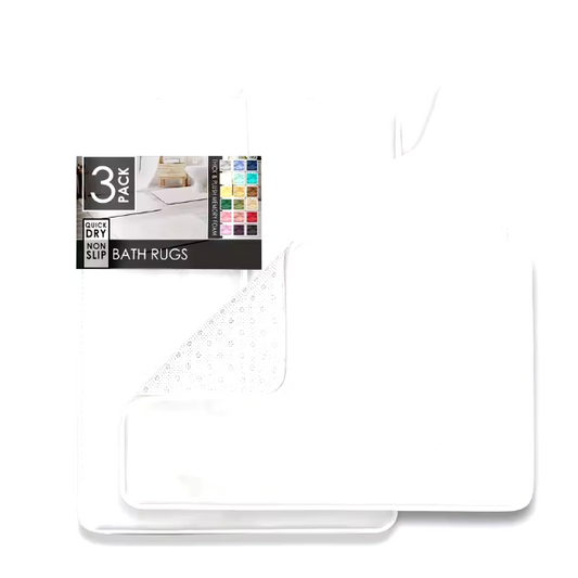 Set van 3 Ultrazachte Badkamermatten – Fluweel Traagschuim Antislip, Machinewasbaar en Sneldrogend