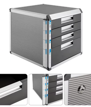 4-Laags Desktop Bestandsorganizer – Afsluitbare Documentenkast voor Kantoor en Thuis