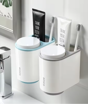 Wandgemonteerde Tandenborstelhouder met Beker en Opbergrek – Magnetisch en Multifunctioneel