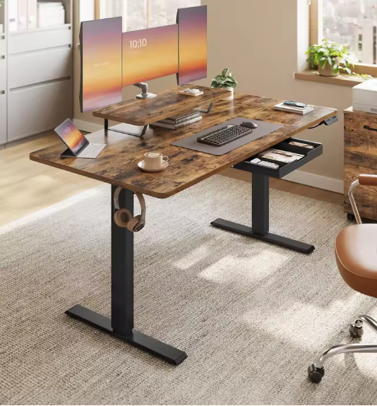 Elektrisch In Hoogte Verstelbaar Bureau met Monitorstandaard en Lade