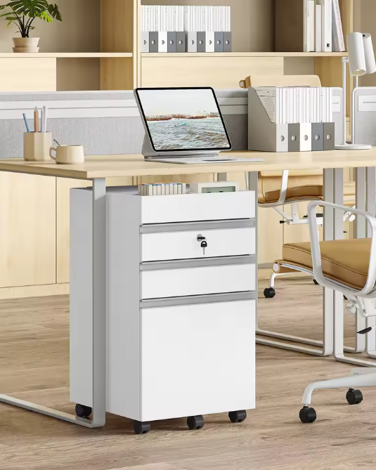 Mobiele Archiefkast met 3 Laden en Slot – Compacte Kantooropslag