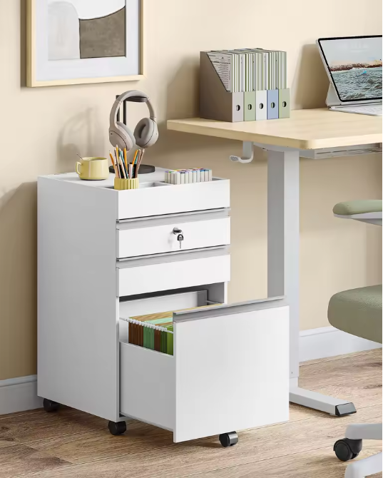 Mobiele Archiefkast met 3 Laden en Slot – Compacte Kantooropslag