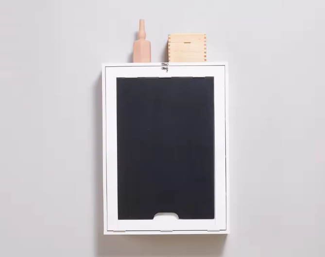 Wandgemonteerd Opklapbaar Bureau met Whiteboard en 5 Opbergvakken – Ruimtebesparend Thuiskantoor