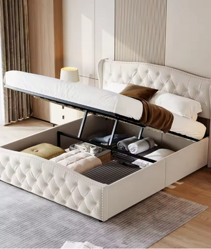 Gestoffeerd Hydraulisch Opbergbed – Modern Tweepersoonsbed 140/160 × 200 cm