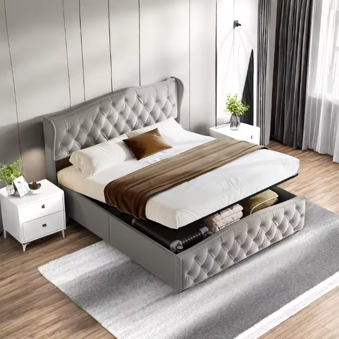 Gestoffeerd Hydraulisch Opbergbed – Modern Tweepersoonsbed 140/160 × 200 cm
